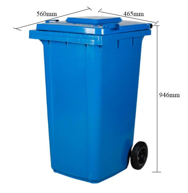 Tổng hợp kích thước thùng rác công cộng 60L, 90L, 120L, 240L