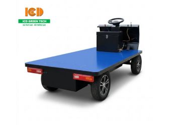 Xe chở hàng nhà xưởng 4 bánh motor điện lái vô lăng tải 700kg