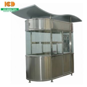 Cabin bốt gác chốt bảo vệ inox cao cấp bầu dục mái sóng BGI-1225
