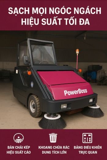 Cho thuê xe quét rác hút bụi của Mỹ Powerboss Armadillo AM-9D