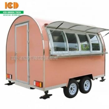 Quầy bán hàng lưu động mái cong 2 bánh to XBH-12-ICD