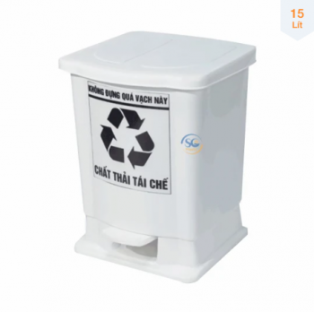 Thùng 15L đạp chân màu trắng - Sài Gòn