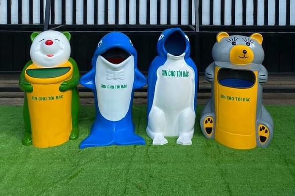 Thùng rác công cộng hình thú dễ thương, ngộ nghĩnh
