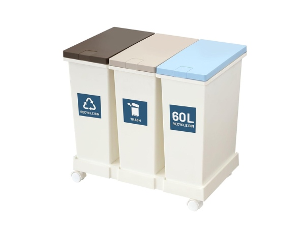 Thùng rác nhựa phân loại rác 3 ngăn dùng cho bệnh viện, trường học