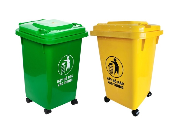 Mẫu thùng rác nhựa 60L nắp kín có bánh xe