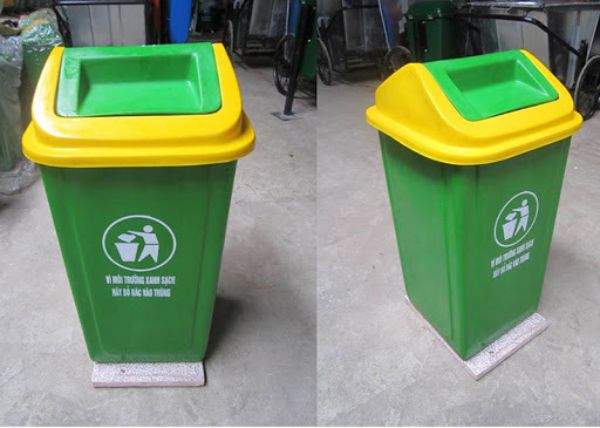 Thùng rác nhựa công cộng màu xanh lá