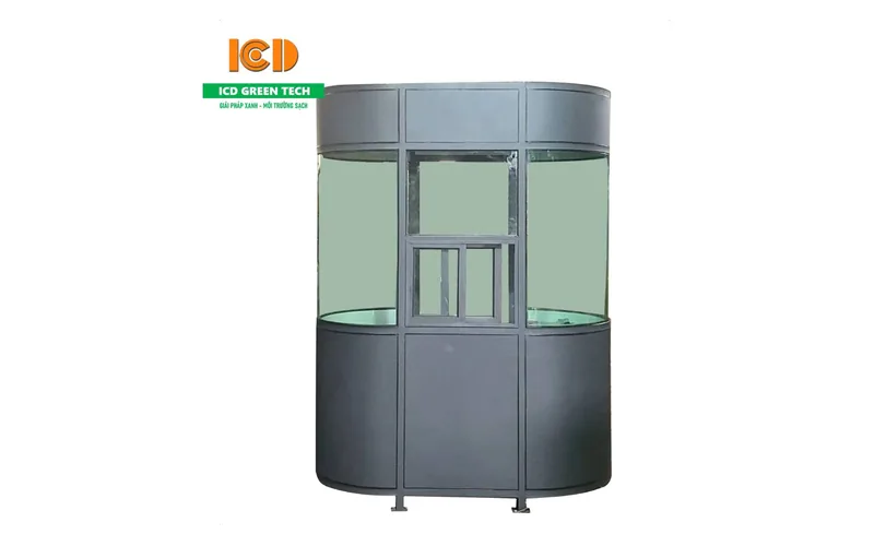 Cabin Bốt gác kiểm soát ra vào inox kính cong 2 đầu