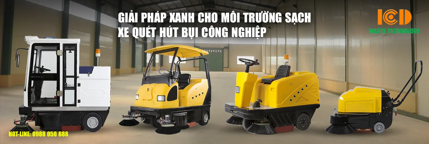 Xe quét rác công nghiệp và xe quét rác tay đẩy
